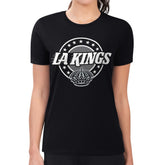 Los Angeles Kings - G-III 4Her by Carl Banks Women's Super-Slim Lightweight Pinstripe Circle Graphic T-Shirt Black