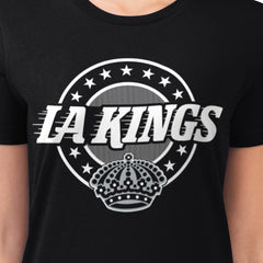 Los Angeles Kings - G-III 4Her by Carl Banks Women's Super-Slim Lightweight Pinstripe Circle Graphic T-Shirt Black
