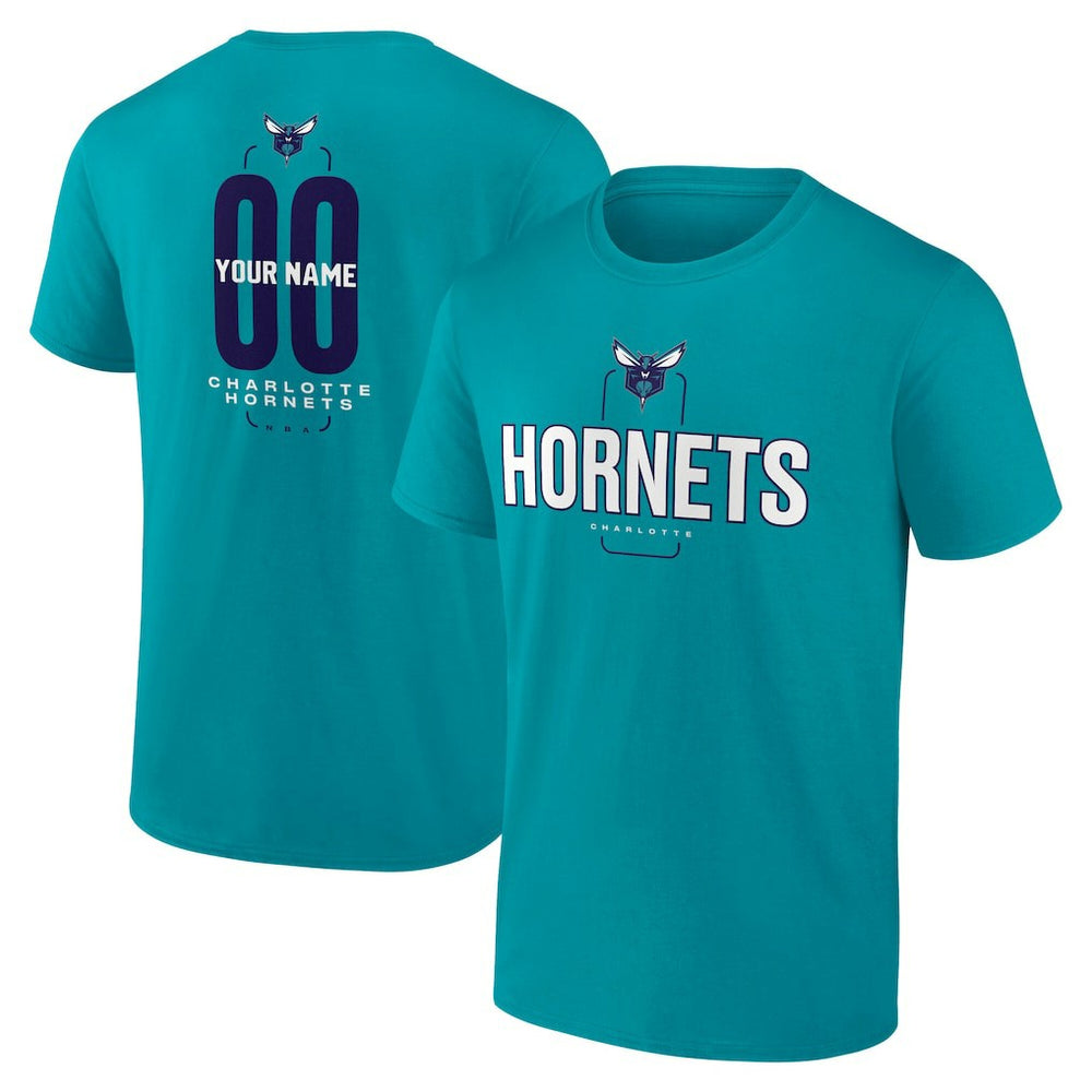 NBA - Charlotte Hornets Center Court Name & Number Custom T-Shirt - Teal