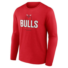 NBA - Chicago Bulls Center Court Name & Number Custom Long Sleeve T-Shirt - Red