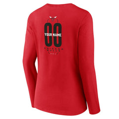 NBA - Chicago Bulls Women's Center Court Name & Number Custom Long Sleeve V-Neck T-Shirt - Red