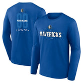 NBA - Dallas Mavericks Center Court Name & Number Custom Long Sleeve T-Shirt - Blue