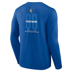 NBA - Dallas Mavericks Center Court Name & Number Custom Long Sleeve T-Shirt - Blue