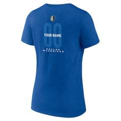 NBA - Dallas Mavericks Women's Center Court Name & Number Custom V-Neck T-Shirt - Blue