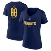 NBA - Denver Nuggets Women's Center Court Name & Number Custom V-Neck T-Shirt - Navy