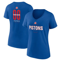 NBA - Detroit Pistons Women's Center Court Name & Number Custom V-Neck T-Shirt - Blue