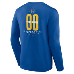 NBA - Golden State Warriors Center Court Name & Number Custom Long Sleeve T-Shirt - Royal