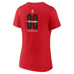 NBA - Houston Rockets Women's Center Court Name & Number Custom V-Neck T-Shirt - Red