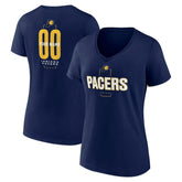 NBA - Indiana Pacers Women's Center Court Name & Number Custom V-Neck T-Shirt - Navy
