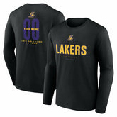 NBA - Los Angeles Lakers Center Court Name & Number Custom Long Sleeve T-Shirt - Black