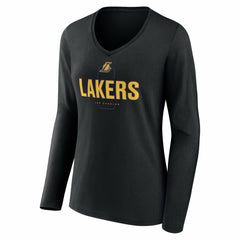 NBA - Los Angeles Lakers Women's Center Court Name & Number Custom Long Sleeve V-Neck T-Shirt - Black
