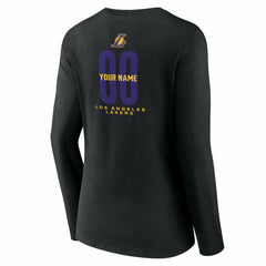 NBA - Los Angeles Lakers Women's Center Court Name & Number Custom Long Sleeve V-Neck T-Shirt - Black