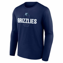 NBA - Memphis Grizzlies Center Court Name & Number Custom Long Sleeve T-Shirt - Navy
