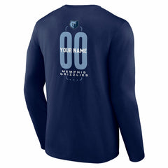 NBA - Memphis Grizzlies Center Court Name & Number Custom Long Sleeve T-Shirt - Navy