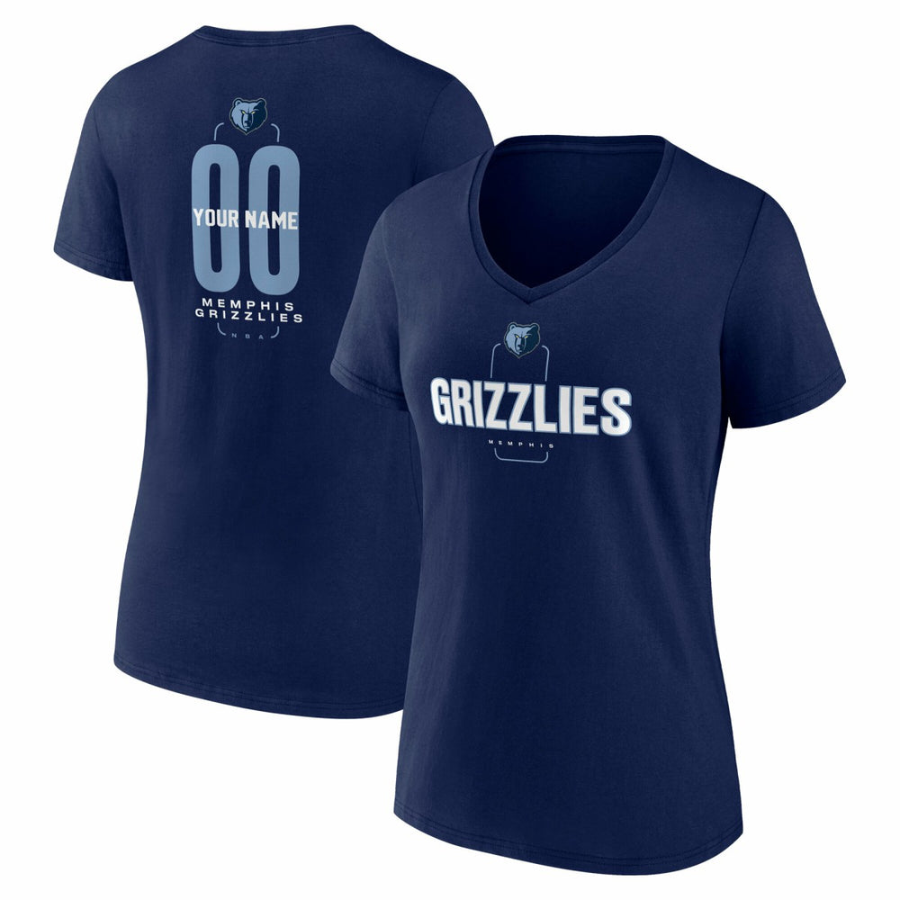 NBA - Memphis Grizzlies Women's Center Court Name & Number Custom V-Neck T-Shirt - Navy