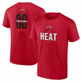 NBA - Miami Heat Center Court Name & Number Custom T-Shirt - Red
