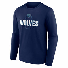 NBA - Minnesota Timberwolves Center Court Name & Number Custom Long Sleeve T-Shirt - Navy