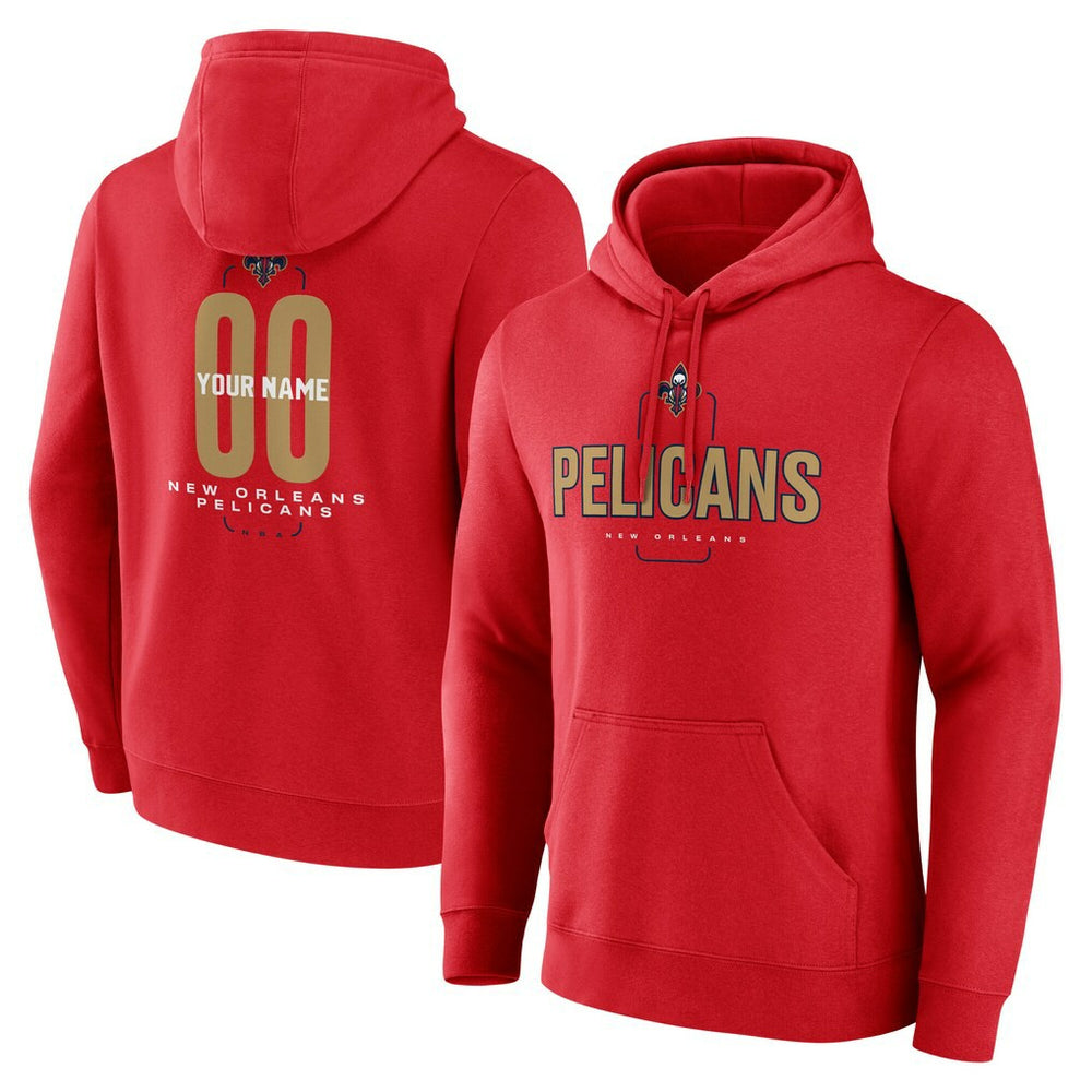 NBA - New Orleans Pelicans Center Court Name & Number Custom Hoodie - Red