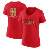 NBA - New Orleans Pelicans Women's Center Court Name & Number Custom V-Neck T-Shirt - Red