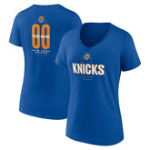 NBA - New York Knicks Women's Center Court Name & Number Custom V-Neck T-Shirt - Blue