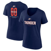 NBA - Oklahoma City Thunder Women's Center Court Name & Number Custom V-Neck T-Shirt - Navy
