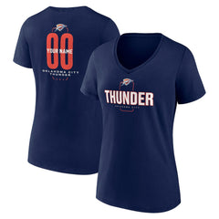 NBA - Oklahoma City Thunder Women's Center Court Name & Number Custom V-Neck T-Shirt - Navy