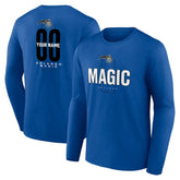 NBA - Orlando Magic Center Court Name & Number Custom Long Sleeve T-Shirt - Blue