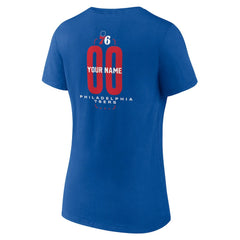 NBA - Philadelphia 76ers Women's Center Court Name & Number Custom V-Neck T-Shirt - Royal