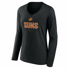 NBA - Phoenix Suns Women's Center Court Name & Number Custom Long Sleeve V-Neck T-Shirt - Black
