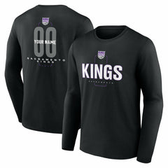NBA - Sacramento Kings Center Court Name & Number Custom Long Sleeve T-Shirt - Black