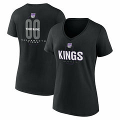 NBA - Sacramento Kings Women's Center Court Name & Number Custom V-Neck T-Shirt - Black