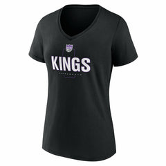 NBA - Sacramento Kings Women's Center Court Name & Number Custom V-Neck T-Shirt - Black