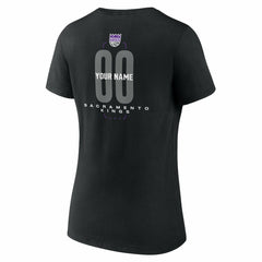 NBA - Sacramento Kings Women's Center Court Name & Number Custom V-Neck T-Shirt - Black