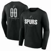 NBA - San Antonio Spurs Center Court Name & Number Custom Long Sleeve T-Shirt - Black