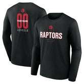 NBA - Toronto Raptors Center Court Name & Number Custom Long Sleeve T-Shirt - Black