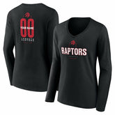 NBA - Toronto Raptors Women's Center Court Name & Number Custom Long Sleeve V-Neck T-Shirt - Black