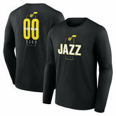 NBA - Utah Jazz Center Court Name & Number Custom Long Sleeve T-Shirt - Black