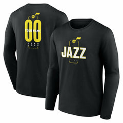 NBA - Utah Jazz Center Court Name & Number Custom Long Sleeve T-Shirt - Black