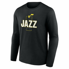 NBA - Utah Jazz Center Court Name & Number Custom Long Sleeve T-Shirt - Black