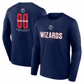 NBA - Washington Wizards Center Court Name & Number Custom Long Sleeve T-Shirt - Navy