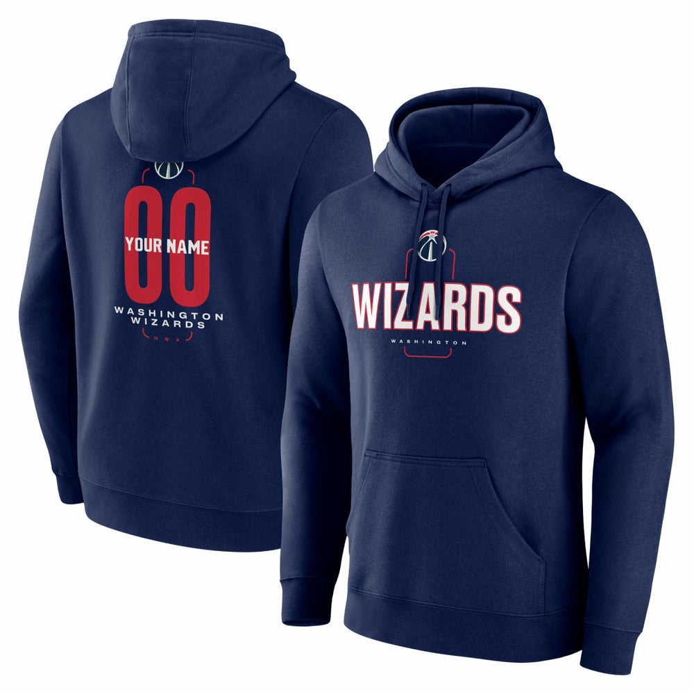 NBA - Washington Wizards Center Court Name & Number Custom Hoodie - Navy