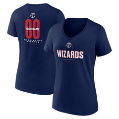 NBA - Washington Wizards Women's Center Court Name & Number Custom V-Neck T-Shirt - Navy