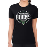 NBA - Milwaukee Bucks G-III 4Her by Carl Banks Women's Super-Slim Lightweight Pinstripe Circle Graphic T-Shirt - Black