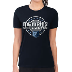 NBA - Memphis Grizzlies G-III 4Her by Carl Banks Women's Super-Slim Lightweight Pinstripe Circle Graphic T-Shirt - Navy