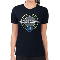 NBA - Minnesota Timberwolves G-III 4Her by Carl Banks Women's Super-Slim Lightweight Pinstripe Circle Graphic T-Shirt - Navy