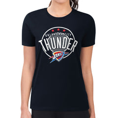 NBA - Oklahoma City Thunder G-III 4Her by Carl Banks Women's Super-Slim Lightweight Pinstripe Circle Graphic T-Shirt - Navy