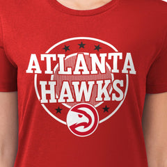 NBA - Atlanta Hawks G-III 4Her by Carl Banks Women's Super-Slim Lightweight Pinstripe Circle Graphic T-Shirt - Red