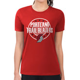 NBA - Portland Trail Blazers G-III 4Her by Carl Banks Women's Super-Slim Lightweight Pinstripe Circle Graphic T-Shirt - Red