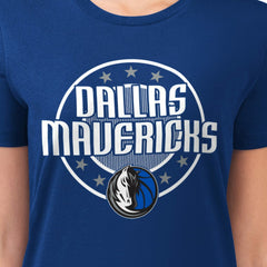 NBA - Dallas Mavericks G-III 4Her by Carl Banks Women's Super-Slim Lightweight Pinstripe Circle Graphic T-Shirt - Blue