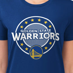 NBA - Golden State Warriors G-III 4Her by Carl Banks Women's Super-Slim Lightweight Pinstripe Circle Graphic T-Shirt - Royal